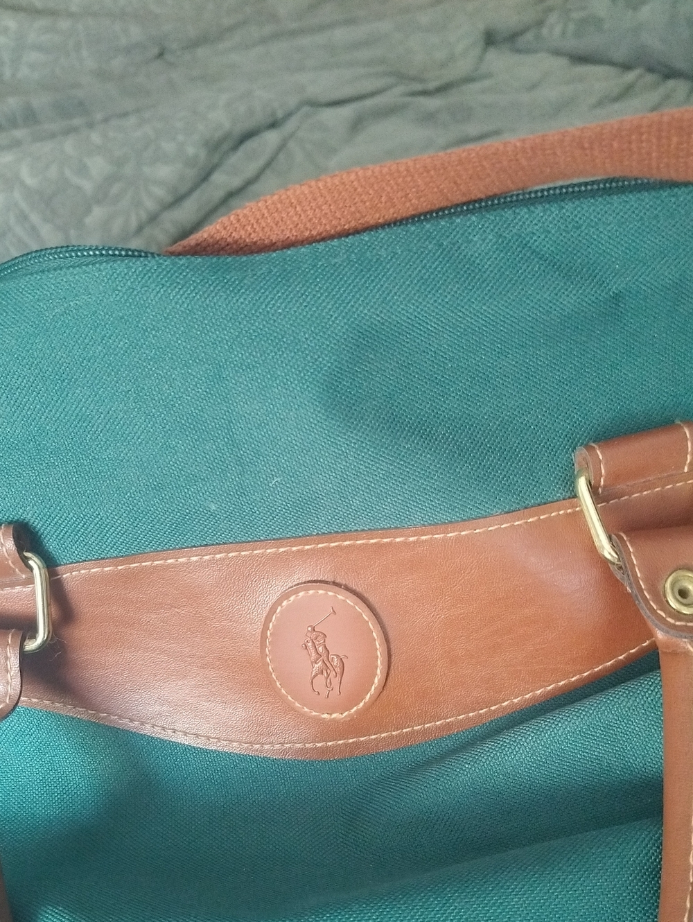 Polo by Ralph Lauren Teal Canvas Duffel with Brown  Trim